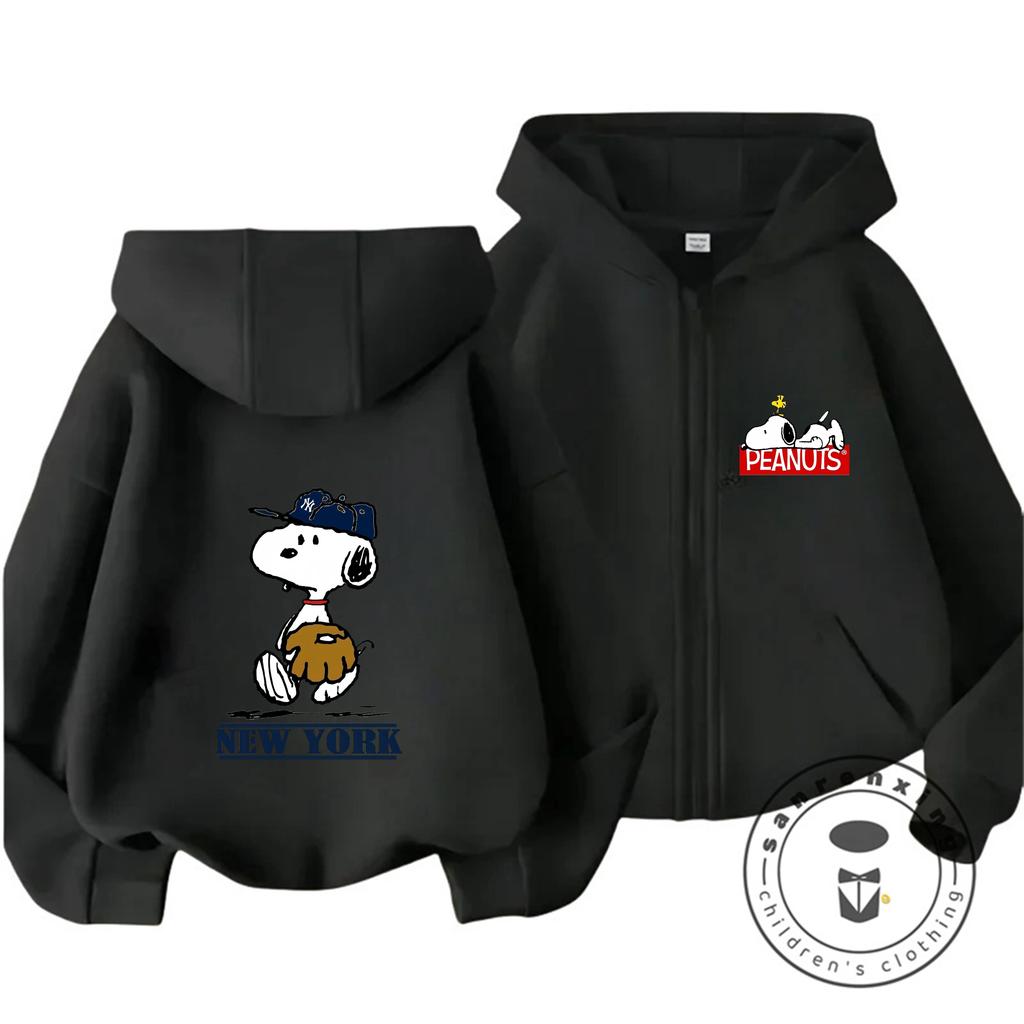 Boys Girls Cute Cartoon Zipper Hoodie Autumn Winter Trendy Fashion Street Style Kids Apparel