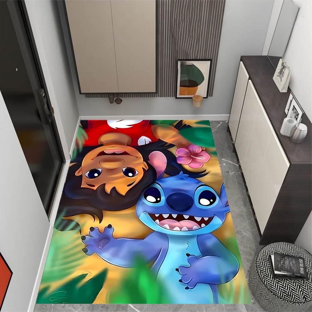 Lilo And Stitch Dance Party Disney Cartoon Theme Anti-Slip Rug - Polyester, Home Decor, Suitable for Bedrooms, Living Rooms, Doorways, and Studios