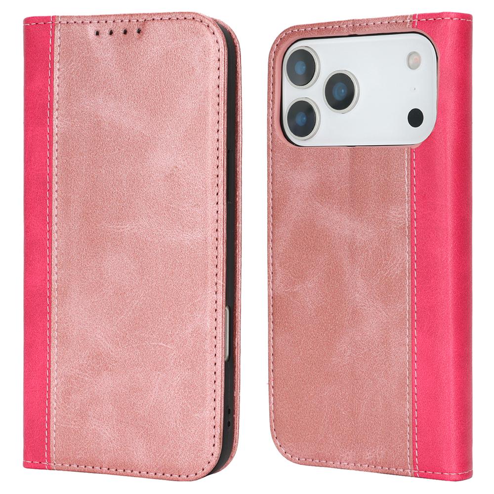 For iPhone 17 Pro Case Calf Texture 3 Card Slots Color Splicing Leather Phone Cover