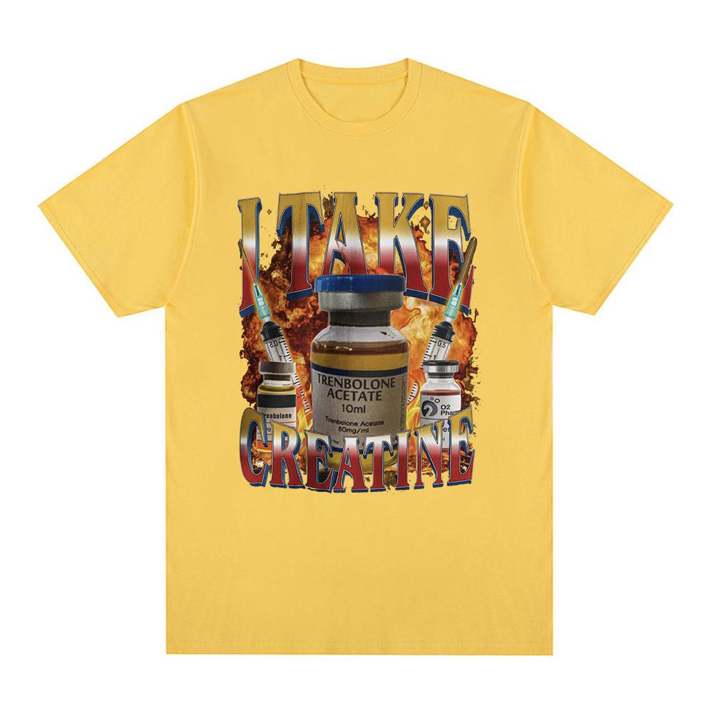 I Take Creatine T-shirt Funny Gym Fitness Meme Men's Clothing Graphic Printed T-shirts Cotton Short Sleeve T Shirts Streetwear