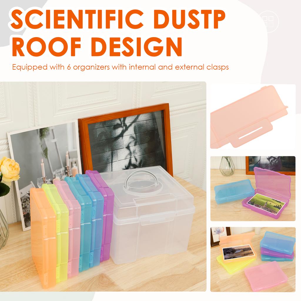 Foto Aufbewahrungsbox mit 6 Innenbehältern Klar Staubschutz Bilder Grußkarte Kunst Postkarten Etikett Aufbewahrungskoffer