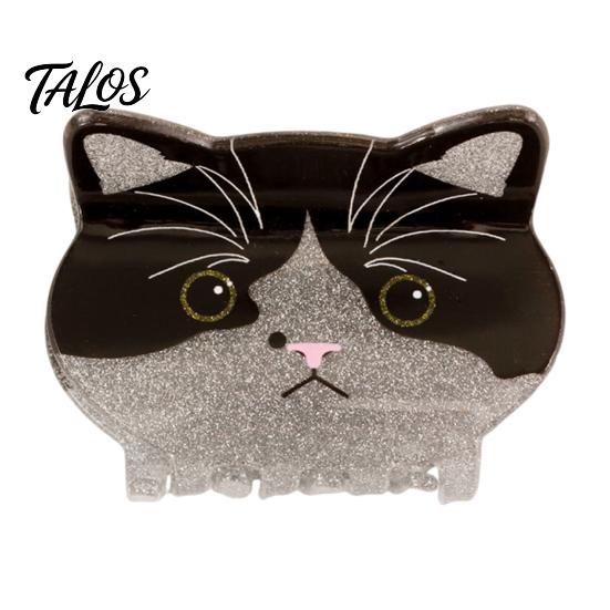 Cartoon Hair Clip Claw for Women, Anti-Slip Tooth with Strong Grip, 3D Cat Shape Red Fruit Design Back Head Claw, Pearlescent Glitter Lightweight