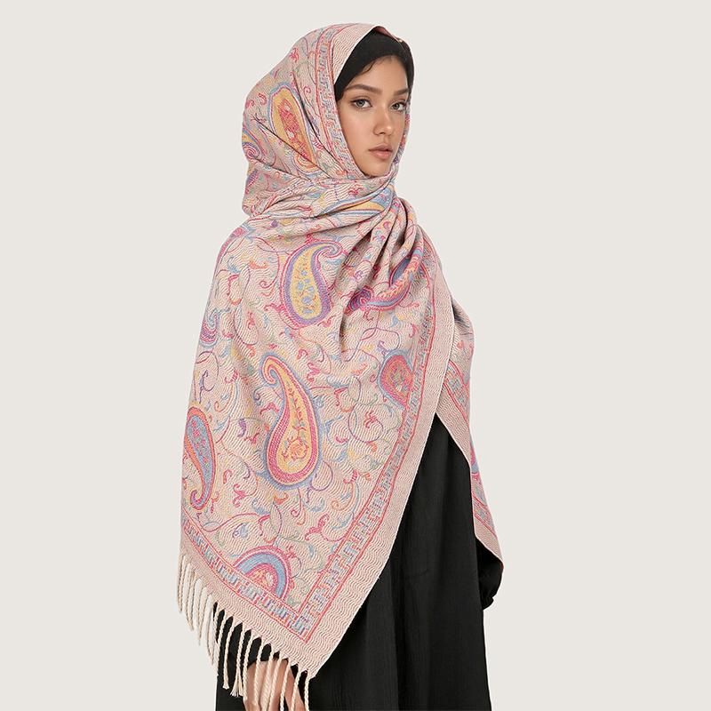 New Shawl Warm Winter Scarf Hijab Women Print Paisley Cashmere Pashmina Thick Wrap Head Neck Foulard Luxury  Blanket Echarpe