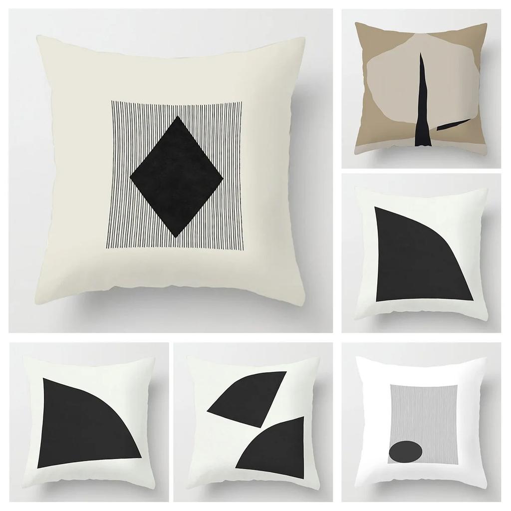Housse De Coussin Style Géométrique Abstrait, Taie D'oreiller Décorative Moderne Pour Canapé-lit