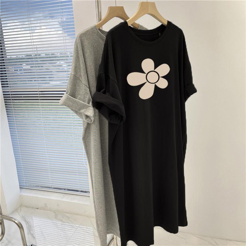 Summer Cartoon Pattern T Shirt Dress With Relaxed Fit For Casual Women