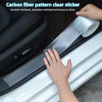 For Car Threshold Strip Carbon Fiber Pattern Bumper Anti-collision Anti-tread Sticker Universal Body Film Sticker