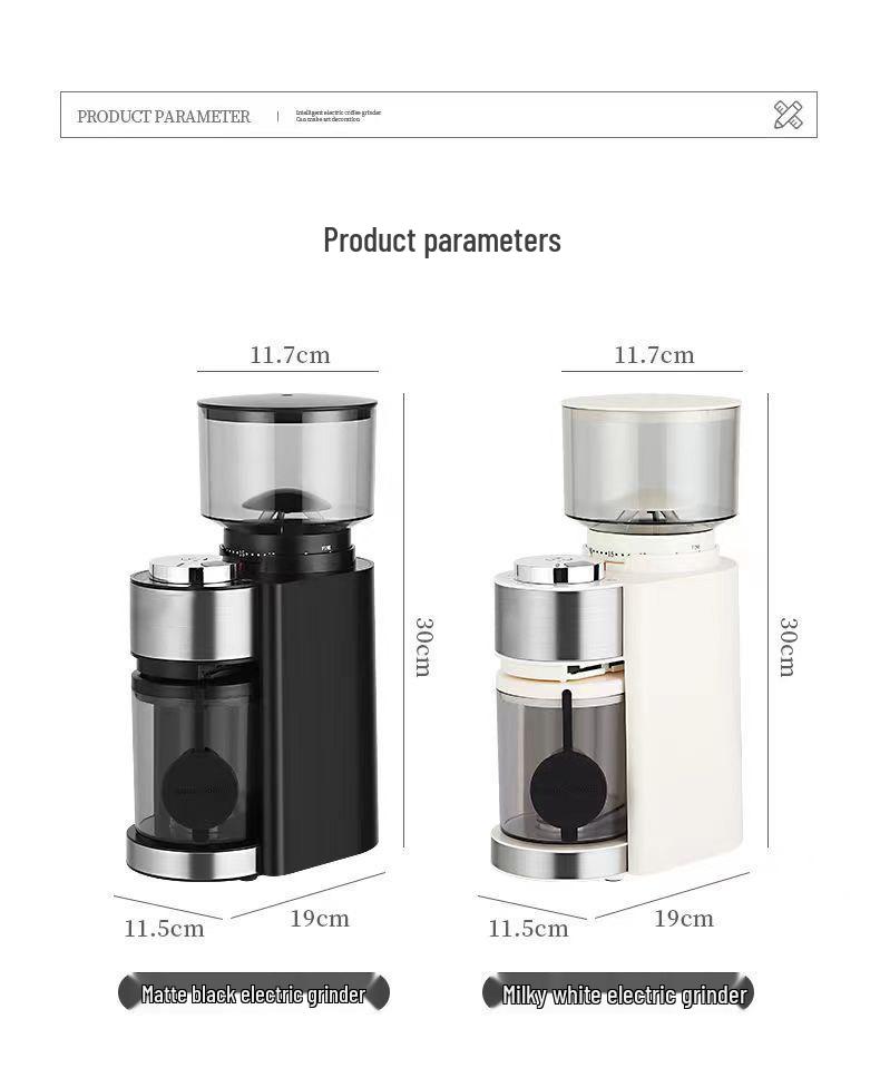 Adjustable Scale Electric Coffee Grinder with Steel Core for Italian Style and Hand Drip Brewing