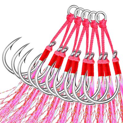 Doppelhaken aus Eisenplatte, Haken mit Blutrille, Fischhaut, glänzende Seide, Meeresangeln, langsam schüttelnde Eisenplatte mit Haarhaken, 2 Paar/Packung
