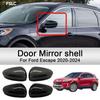 Car Decoration Door Mirror shell For Ford Escape -2024 Glossy Black Carbon Fiber Car Rearview Accessories Upgrade