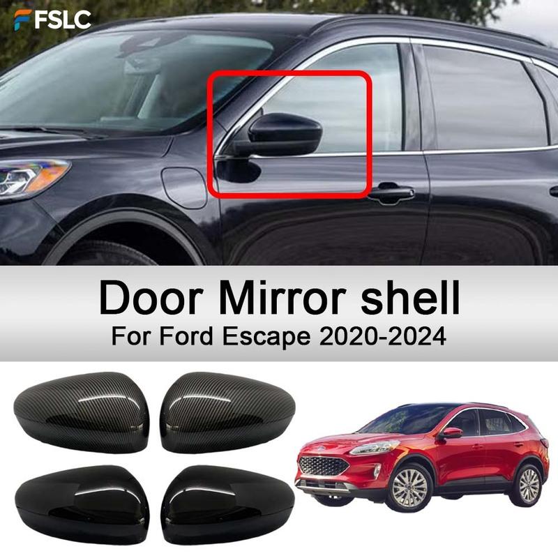 Car Decoration Door Mirror shell For Ford Escape -2024 Glossy Black Carbon Fiber Car Rearview Accessories Upgrade