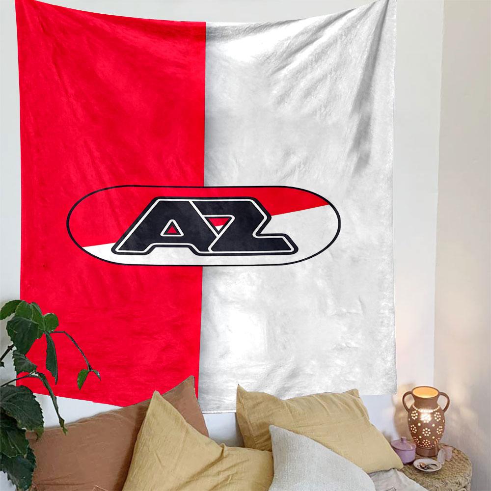 Red and White AZ Logo Design Patterned Tapestry Decorative Wall Hanging, Home Bedroom Living Room Decor