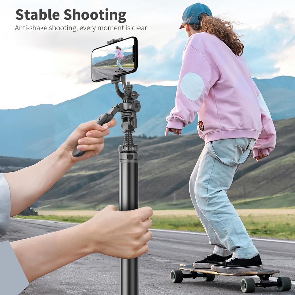 Multifunction Selfie Stick Portable Stabilizer with Aluminum Alloy Telescoping Rod 360Rotatable Hd with Anti Shake Handle Phone Clip Tripo