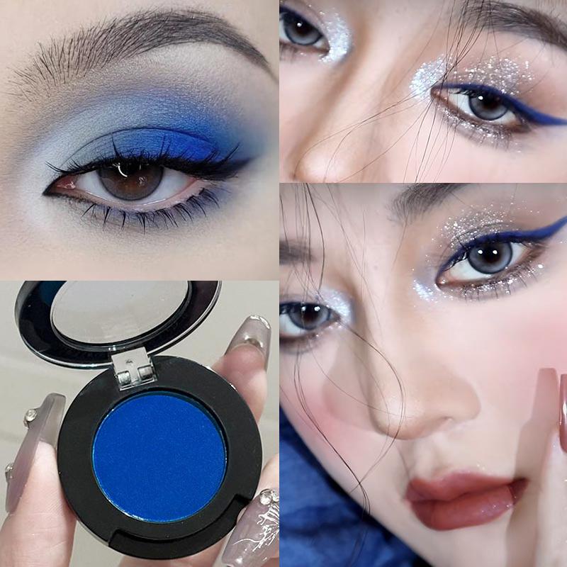 Gotische Mat Rood Oogschaduw Wit Liggende Zijderups Oogschaduw Eyeliner Palet Oog Make-up Mat Blauw Punk Smoky Oogschaduw Cosmetica blauw
