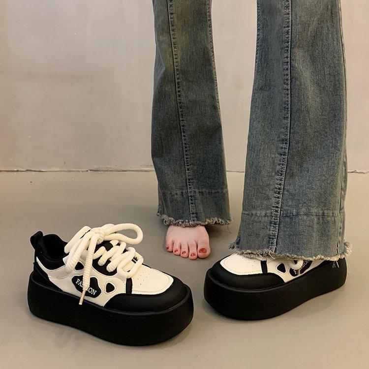 

Muffin platform women s shoes little white shoes women s 2025 autumn and winter versatile casual sports board shoes ugly cute big head dad shoes 40