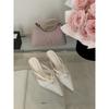 2025 Spring and Autumn New Fashion Versatile Pointed Satin Pearl High Heels French Elegant Strap Combination