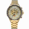 New Classic Luxury Brand Gold Skeleton Watch for Men Mechanical Watches Casual Stainless Steel Strap Vintage Wristwatches New