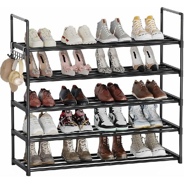 Shoe Rack, 3-Tier Shoe Organizer, Sturdy Shoe Storage Shelf, Perfect for Front Door Entrance, Closet & Entryway, Easy to Assemble, DIY Layering