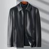 Men's Versatile Sheepskin Leather Jacket: 2025 Spring/Autumn, Middle-Aged Dad Lapel Motorcycle Style