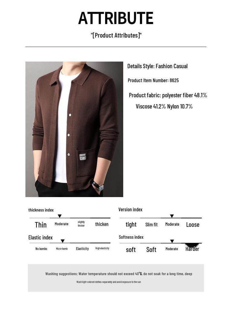 Pierre Cardin Men's Long-Sleeve Knit Cardigan Jacket for Spring and Autumn