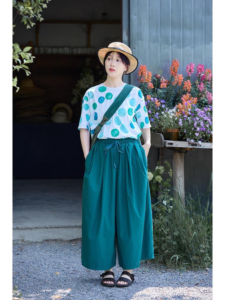 Women's Summer Lightweight Retro Blue Cotton Carrot Pants