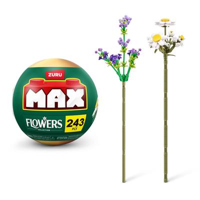 ZURU Max Premium Garten Lange Blumen: Gänseblümchen + Lavendel, 243-teilige Miniatur-Block-Sammlung, Kapselspielzeug, Authentisch