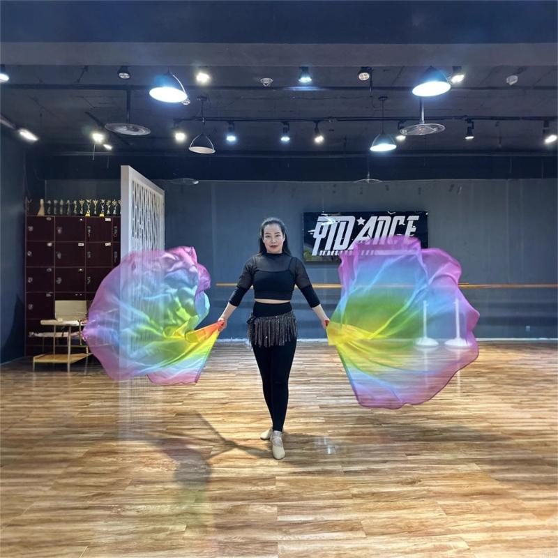 62KD Šifony Přechody Barevná Vlajka k Uctívání s Pružnou Tyčí pro Tanec a Dekorace