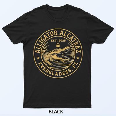 T-Shirt con Design Parodia Alligatore Alcatraz Everglades della Florida