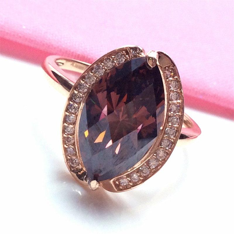 Кольцо с бриллиантами холодного ветра, овальным дымчатым камнем, цвет золотой, розовое золото, минималистичное, нишевое, женское