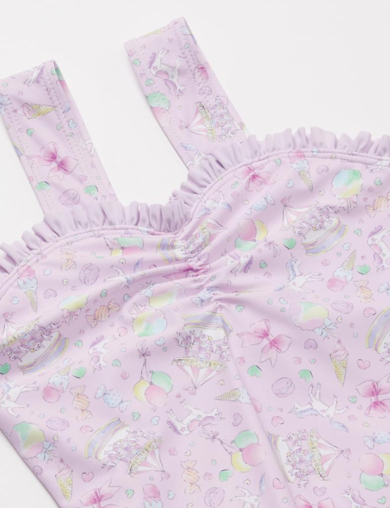 Kids Foret One-Piece Swimsuit, 23KF Unicorn Open Front, RA 130, Girls, Lavender