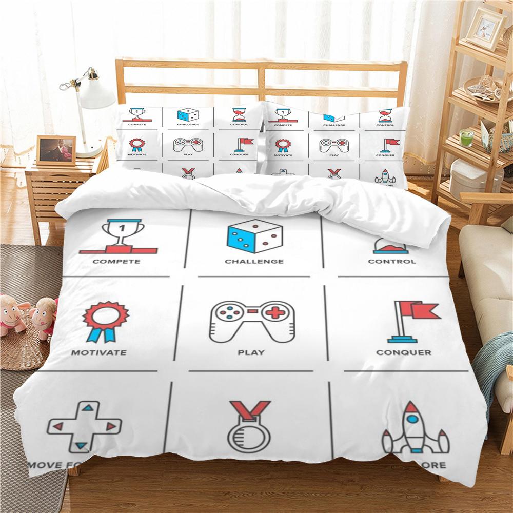 Copriletto Stampa a Tema Gamepad 3D Casa Biancheria da Letto Copripiumino Tessili Poliestere Confortevole Biancheria da Letto per la Casa