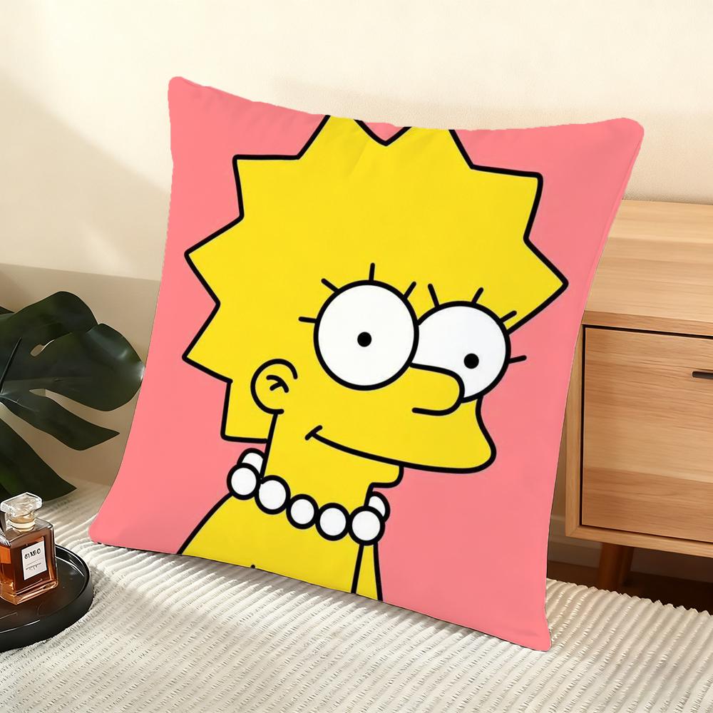 S-S-Simpson Family Anime Cushion Cover Silky Short Plush Home Sofa Cushion Cover - Invisible Zipper Home Decoration