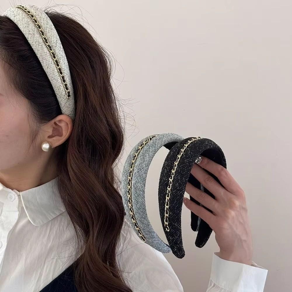 Wide-Brimmed Headbands for Women Non Slip Hair Band Cute Chain Hairbands for Skin Treatment