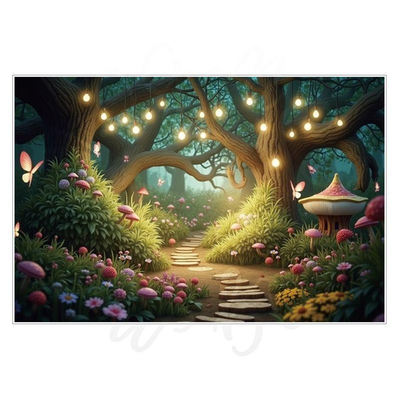 Spring Green Forest Photography Backdrop Fairy Princess Pet Landscaping Photo Backdrop