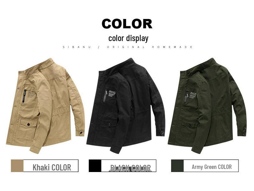 Men's Mid-Length Casual Cotton Jacket - Spring & Autumn, Plus Size, Loose Fit, Outdoor Sports, Dad Style.