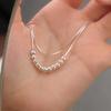 Minimalist Double Layer Snake Bone Round Bead Silver Clavicle Necklace For Women Light Luxury Niche High End Design