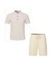 Men's Plus Size Waffle Henley Shirt & Shorts Set - Solid Color, Breathable, Casual.