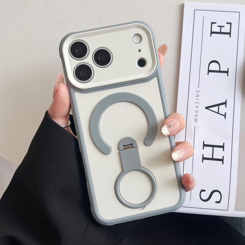 Magnetic For Magsafe Stand Phone Case For iPhone 17 Pro Max 16 15 14 13 Luxury 360 Rotating Ring Holder Protection Shockproof Cover