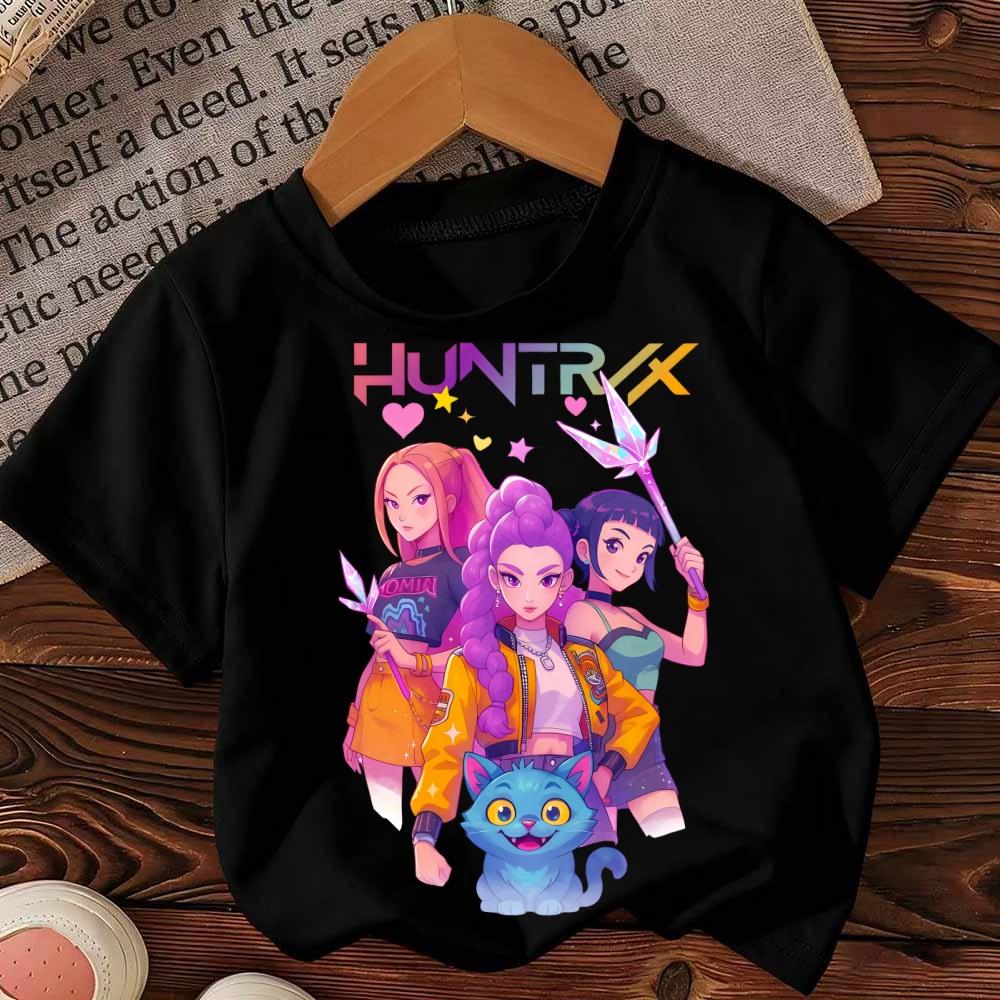 

Kids T-Shirt Kpop Demon Hunter HuntrX Graphic Tops Fashion Harajuku Boys Girls Streetwear Short Sleeve Tees Children Clothing 130