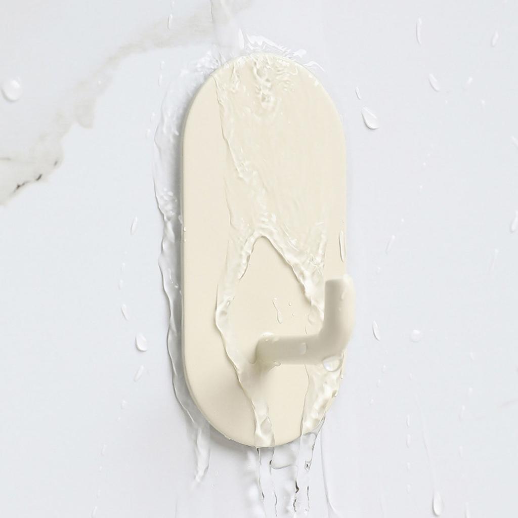 Adhesive Wall Hook Iron Decorative Heavy Duty Towel Hook for Home Bedroom Living Room Kitchen Cream White