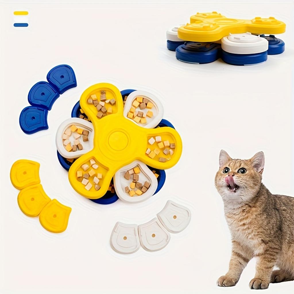 Slow Feeder Dog Bowl Anti Choke Three Layer Design Non Slip Suction Base Rotating Slow Eating Plate for Pet Feeding