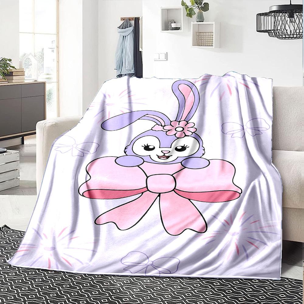 1pc Rabbit Bow Blanket Lightweight Flannel Throw for Sofa Bed Travel Camping Livingroom Office Couch Chair