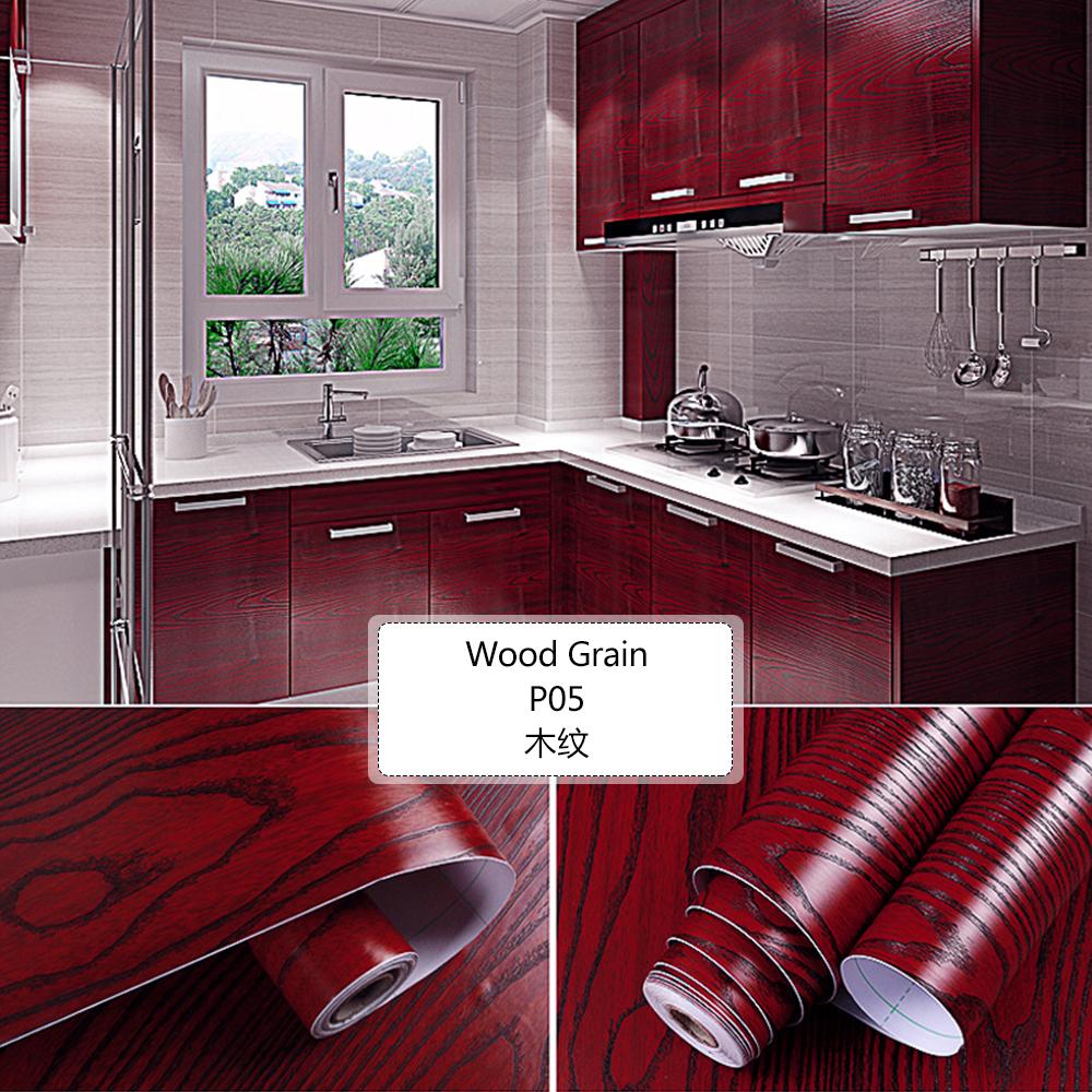 Thickened Wood Grain Self Adhesive Wallpaper Waterproof Wardrobe Tabletop Furniture Refurbished Adhesive Wallpapers 3D