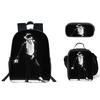 Student Backpack Lunch Bag Pencil Case 3-Piece Set, Waterproof Durable Large Capacity, MJ Pattern, Kids School Bag Set