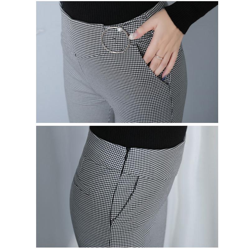 Micro Flare Pants Plaid High Waist Drape Pattern Full Print Trousers Spring New Thin Casual Houndstooth Women Pants Chic Vintage