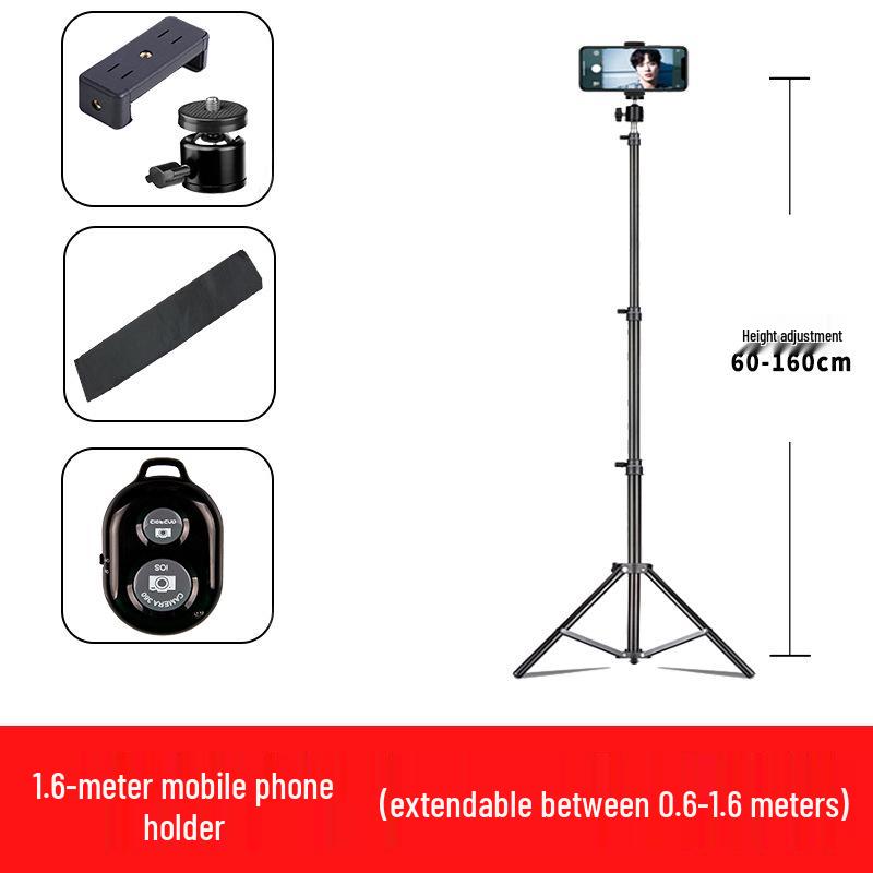 Mobile Streaming Stand with LED Fill Light and Multi-Camera Mount for Desktop and Outdoor Photography