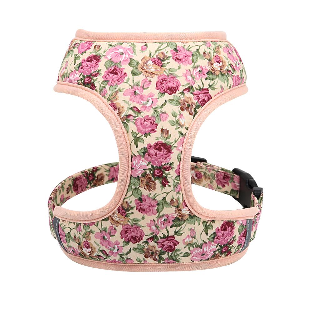 

Nylon Dog Vest Harness Pet Lead Leash Breathable Padded Dogs Cat Harness With Belt Flower Print for Small Medium Large Dogs Cats S