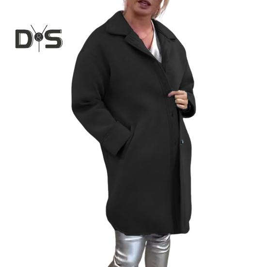 

Женское зимнее пальто, однобортное, с отложным воротником в стиле ретро, с длинными рукавами, на пуговицах, кардиган средней длины, с разрезом, весна-осень, шерстяное пальто для активного отдыха M чёрный