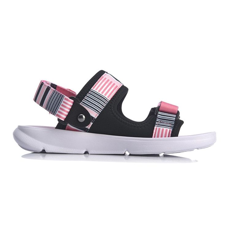 Li Ning Comfortable Versatile One-Strap Sandals Kids Sandals Black Pink YKUQ016-6