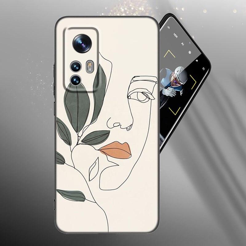 Abstract Art Line Phone Case For Xiaomi Mi 10T 11i 11T Note 10 11 Lite NE F1 POCO F3 M3 X3 GT NFC M4 X4 Pro 5G Soft Black Cover