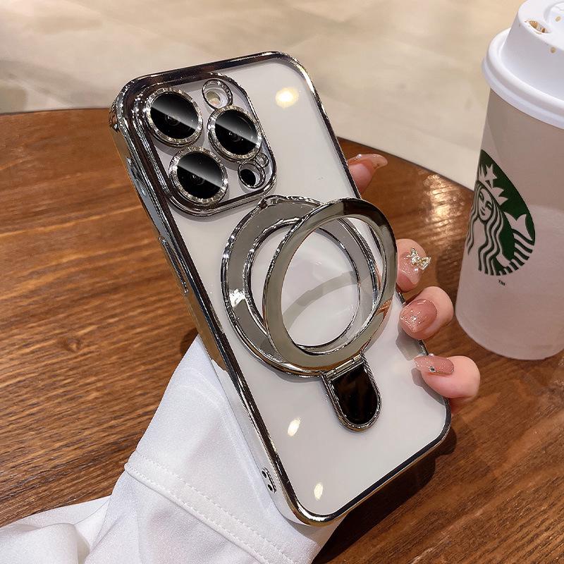 Magnetic Fulcrum Bracket for iPhone 16 Pro Max: Clear, Drop-resistant, Electroplated Protection